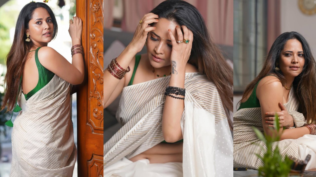Anasuya Bharadwaj : స్లీవ్ లెస్ బ్లౌజ్ లో చీరకట్టుతో.. అనసూయ అందాలు..