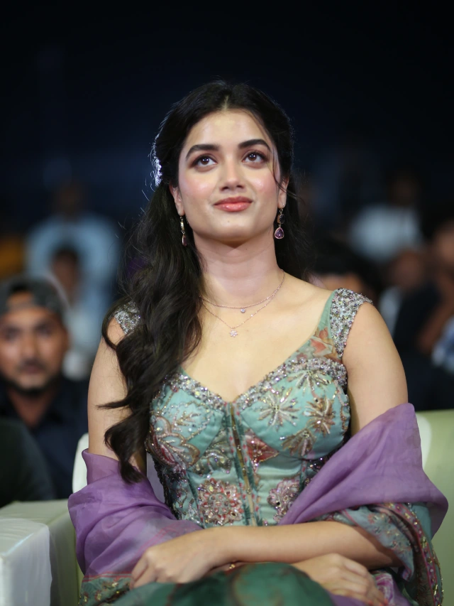 Bhagyashri Borse Cute Photos from Andhra King Taluka Trailer Launch Event