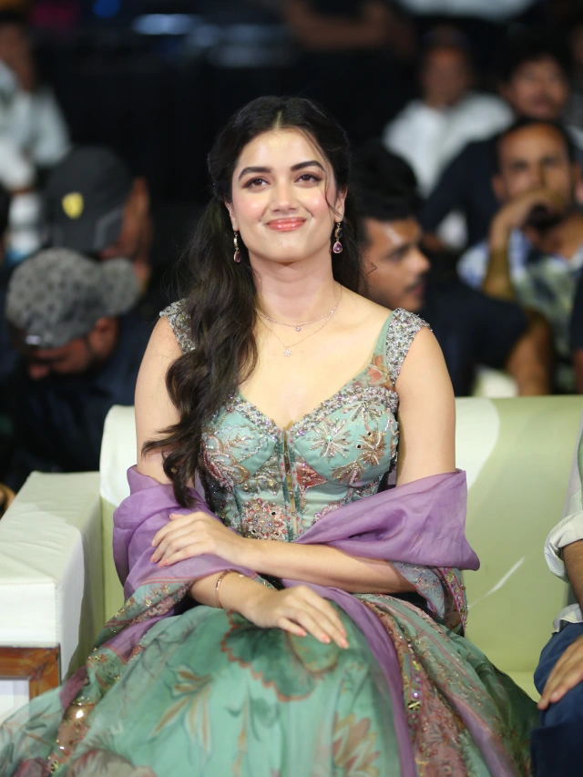 Bhagyashri Borse Cute Photos from Andhra King Taluka Trailer Launch Event