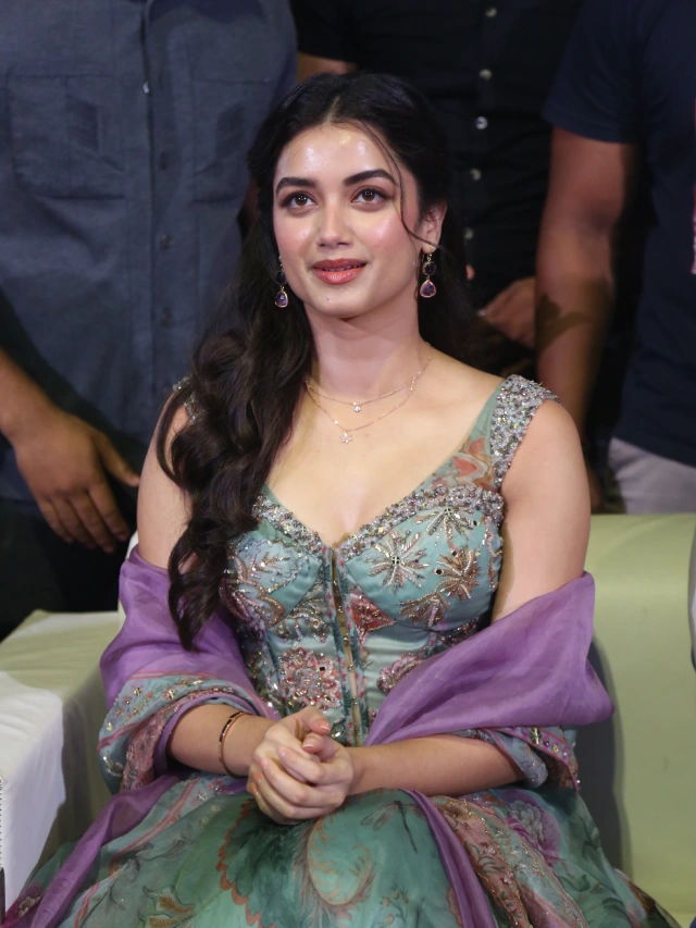 Bhagyashri Borse Cute Photos from Andhra King Taluka Trailer Launch Event