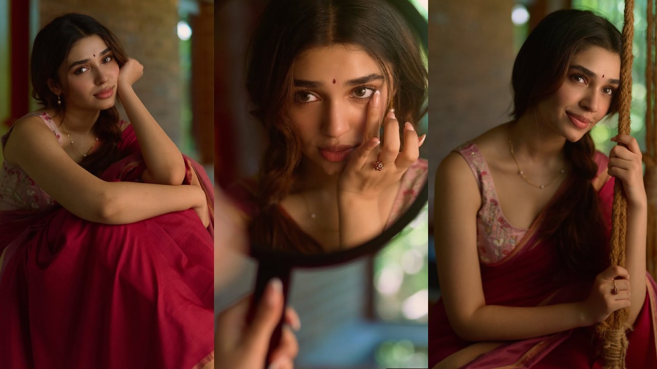 Krithi Shetty : స్లీవ్ లెస్ బ్లౌజ్ చీరకట్టులో.. కాటుక కళ్ళతో ఎంత అందంగా ఉందో.. కృతిశెట్టి ఫొటోలు..