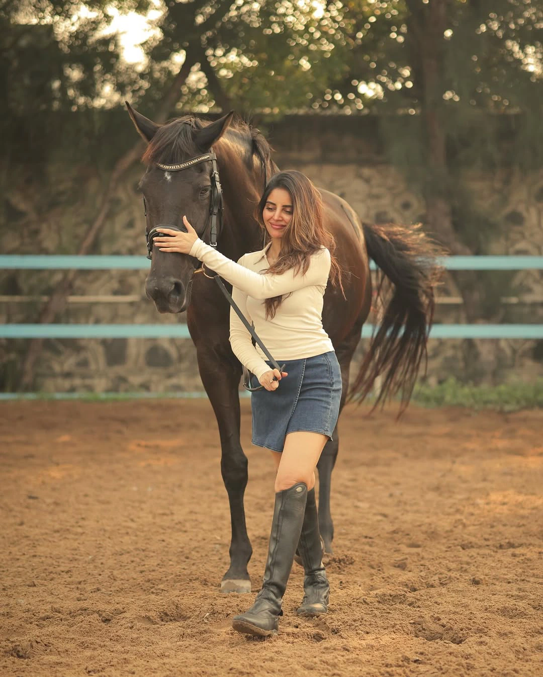 Kushitha Kallapu Dazzling Poses with Horse