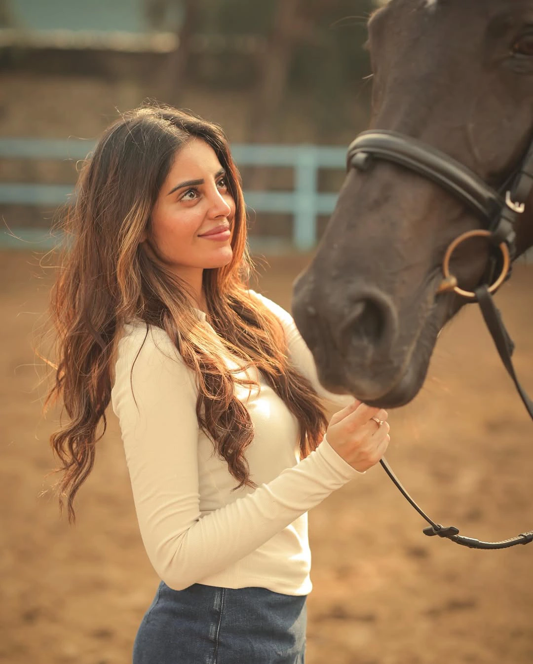 Kushitha Kallapu Dazzling Poses with Horse