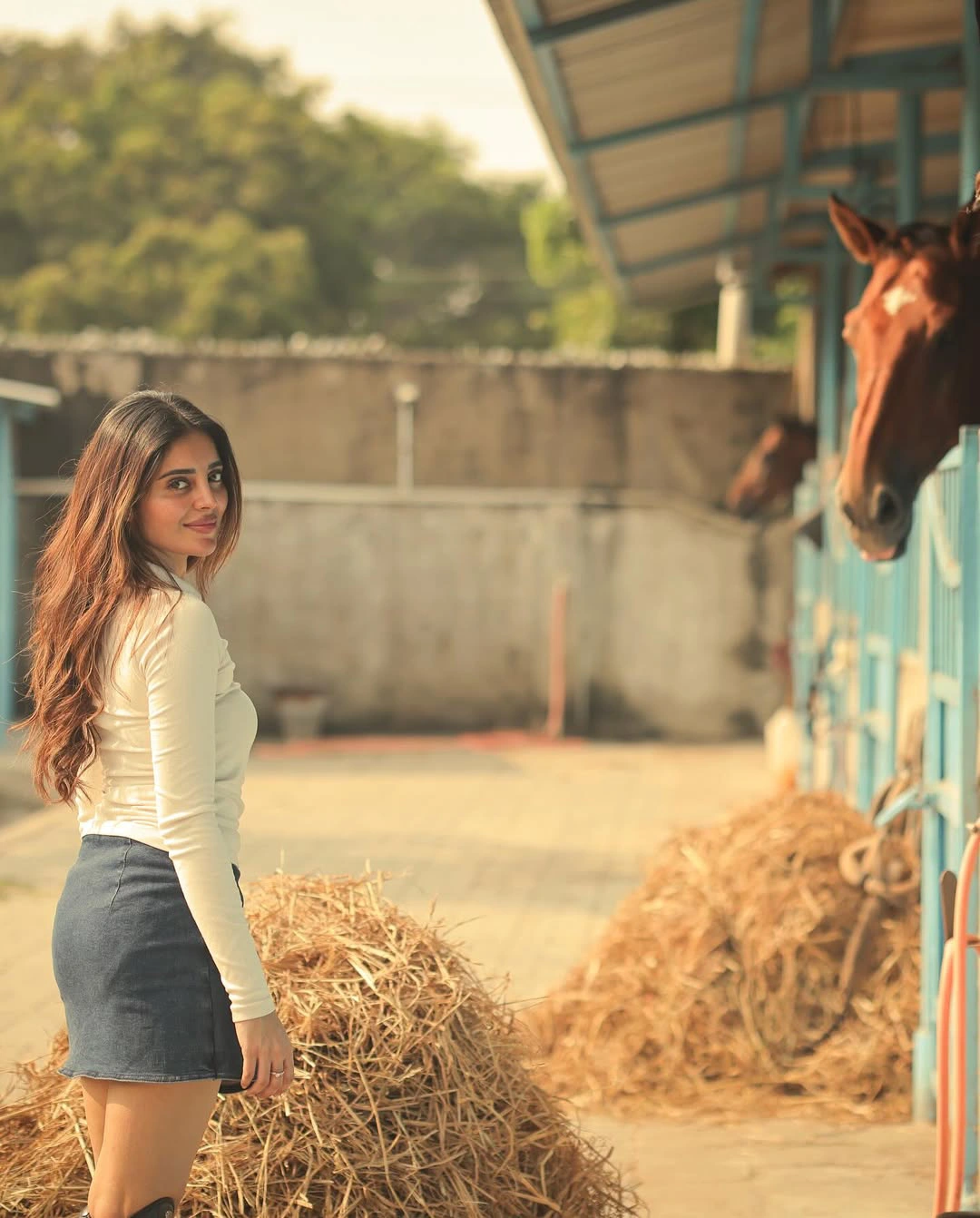 Kushitha Kallapu Dazzling Poses with Horse