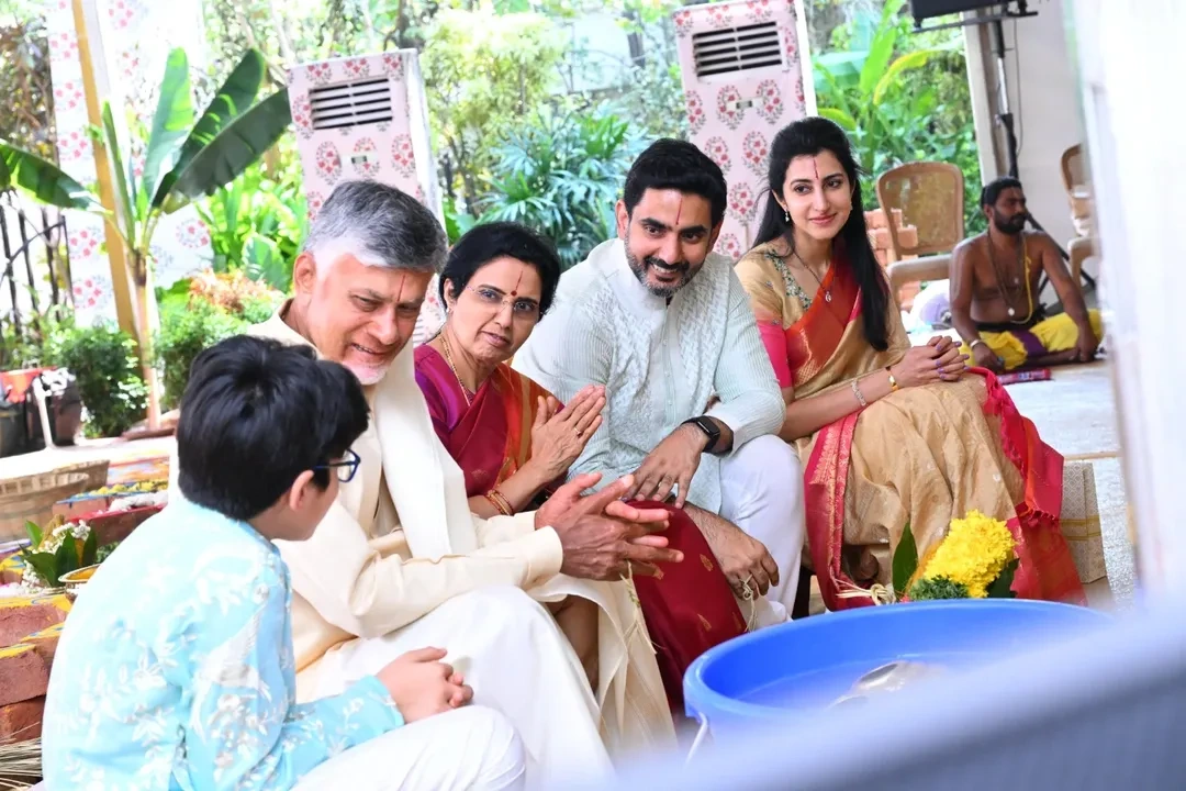 Nara Family Perform Rudrabhishekam on Karhika Masam Last Monday