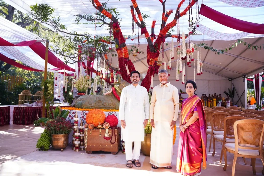 Nara Family Perform Rudrabhishekam on Karhika Masam Last Monday