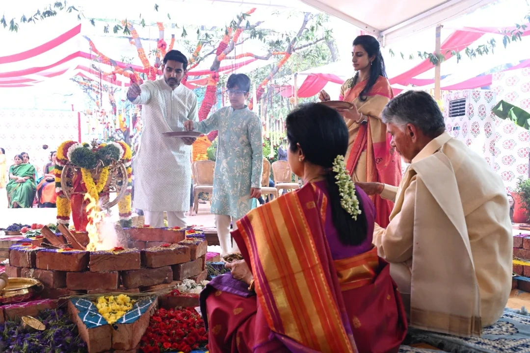 Nara Family Perform Rudrabhishekam on Karhika Masam Last Monday