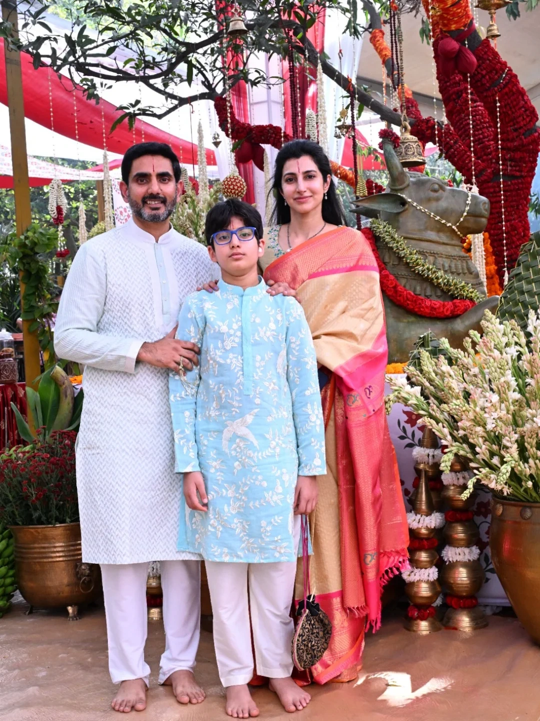 Nara Family Perform Rudrabhishekam on Karhika Masam Last Monday