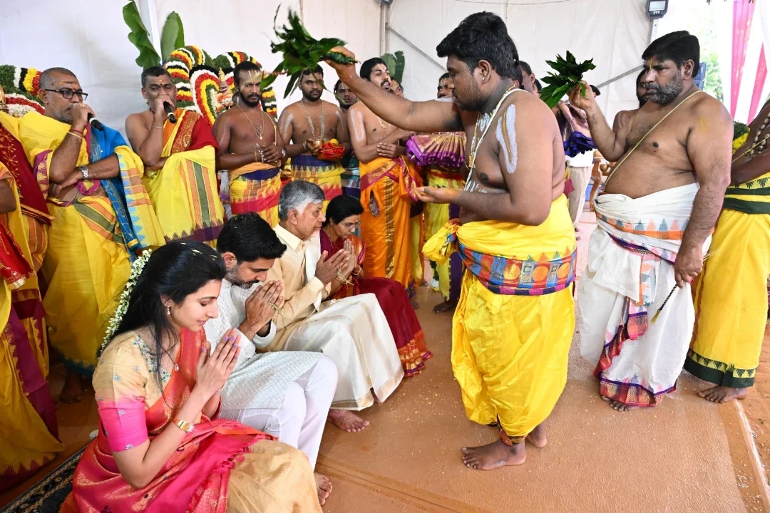 Nara Family Perform Rudrabhishekam on Karhika Masam Last Monday
