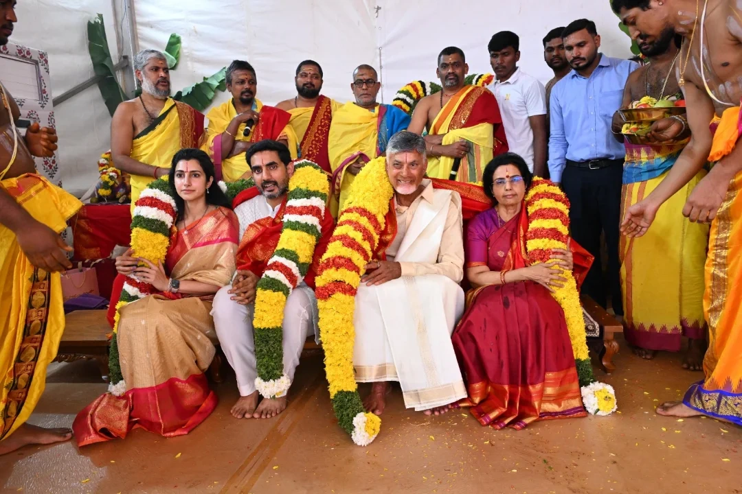Nara Family Perform Rudrabhishekam on Karhika Masam Last Monday
