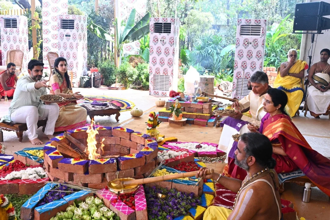 Nara Family Perform Rudrabhishekam on Karhika Masam Last Monday