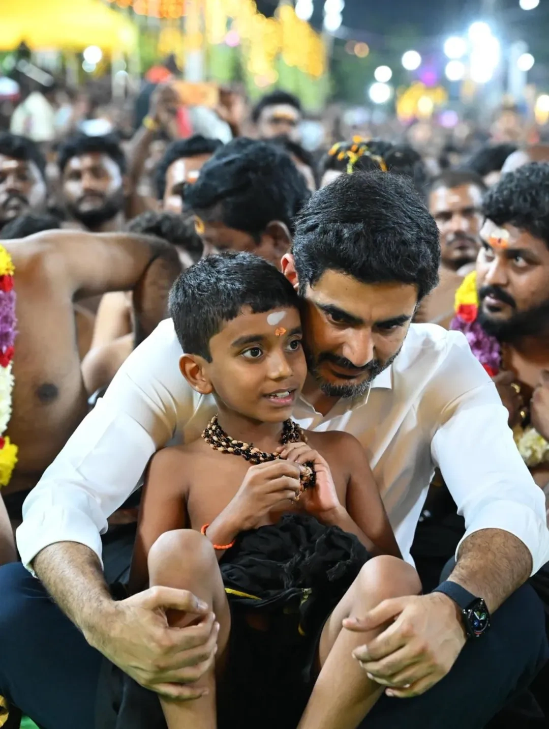 Nara Lokesh Participated in Ayyappa Swamy Padi pooja in Mangalagiri