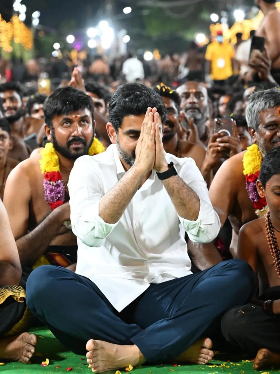 Nara Lokesh Participated in Ayyappa Swamy Padi pooja in Mangalagiri