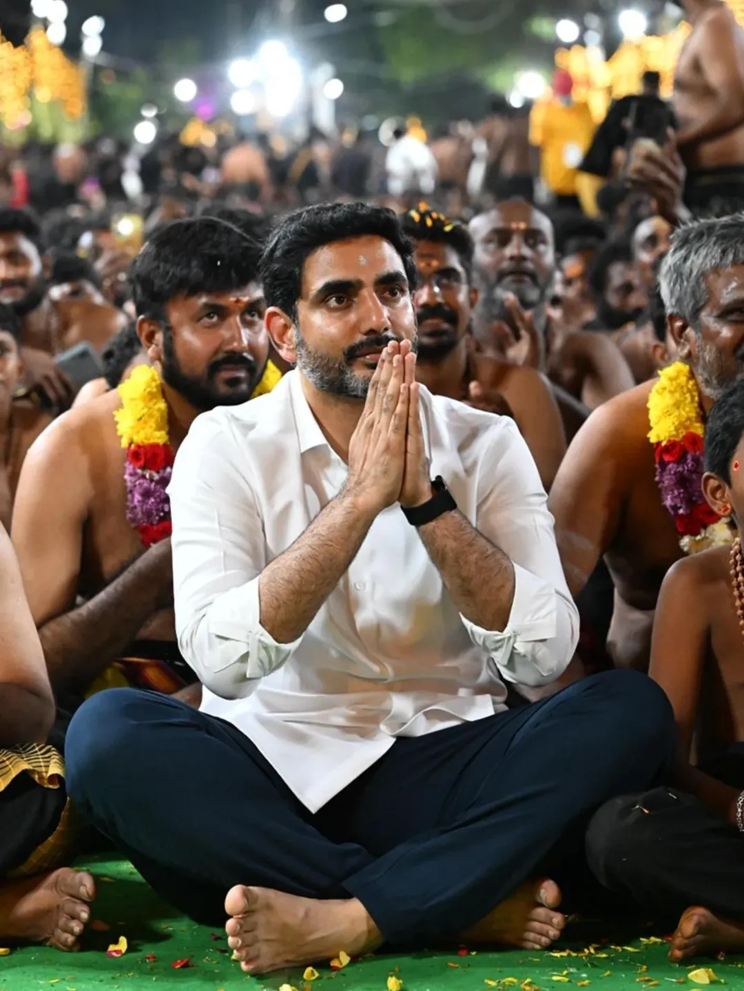 Nara Lokesh Participated in Ayyappa Swamy Padi pooja in Mangalagiri