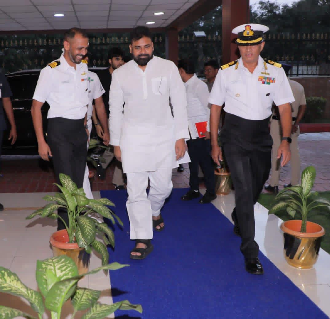 Pawan Kalyan Attends Navy Day Preparatory Events with Son Akira Nandan