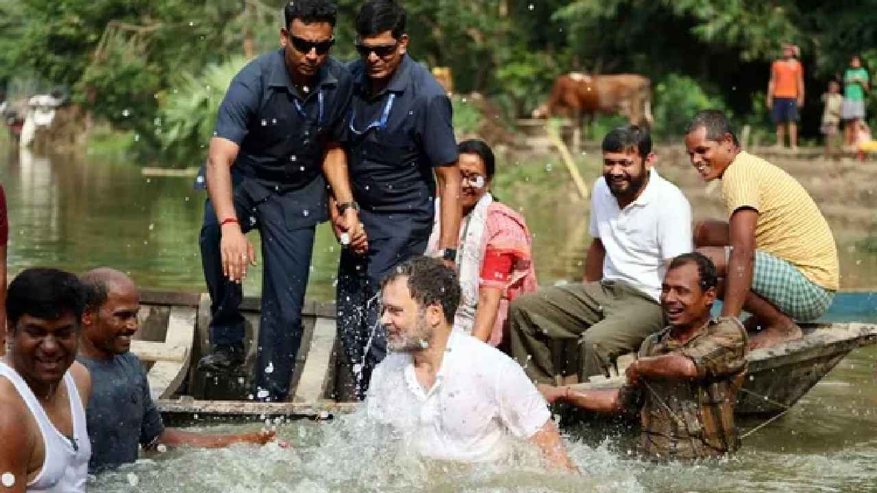Rahul Gandhi: చెరువులోకి దూకిన రాహుల్ గాంధీ.. ఆ తర్వాత ఏం చేశారో చూడండి.. వీడియో వైరల్