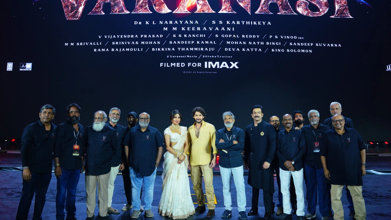 Mahesh Babu Rajamouli Priyanka Chopra Varanasi Movie Title Launch Event Photos