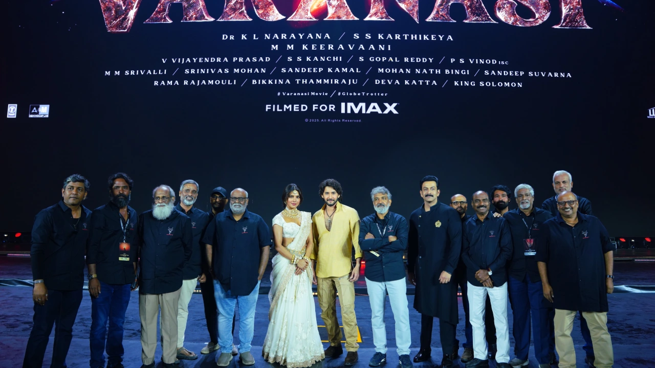 Mahesh Babu Rajamouli Priyanka Chopra Varanasi Movie Title Launch Event Photos