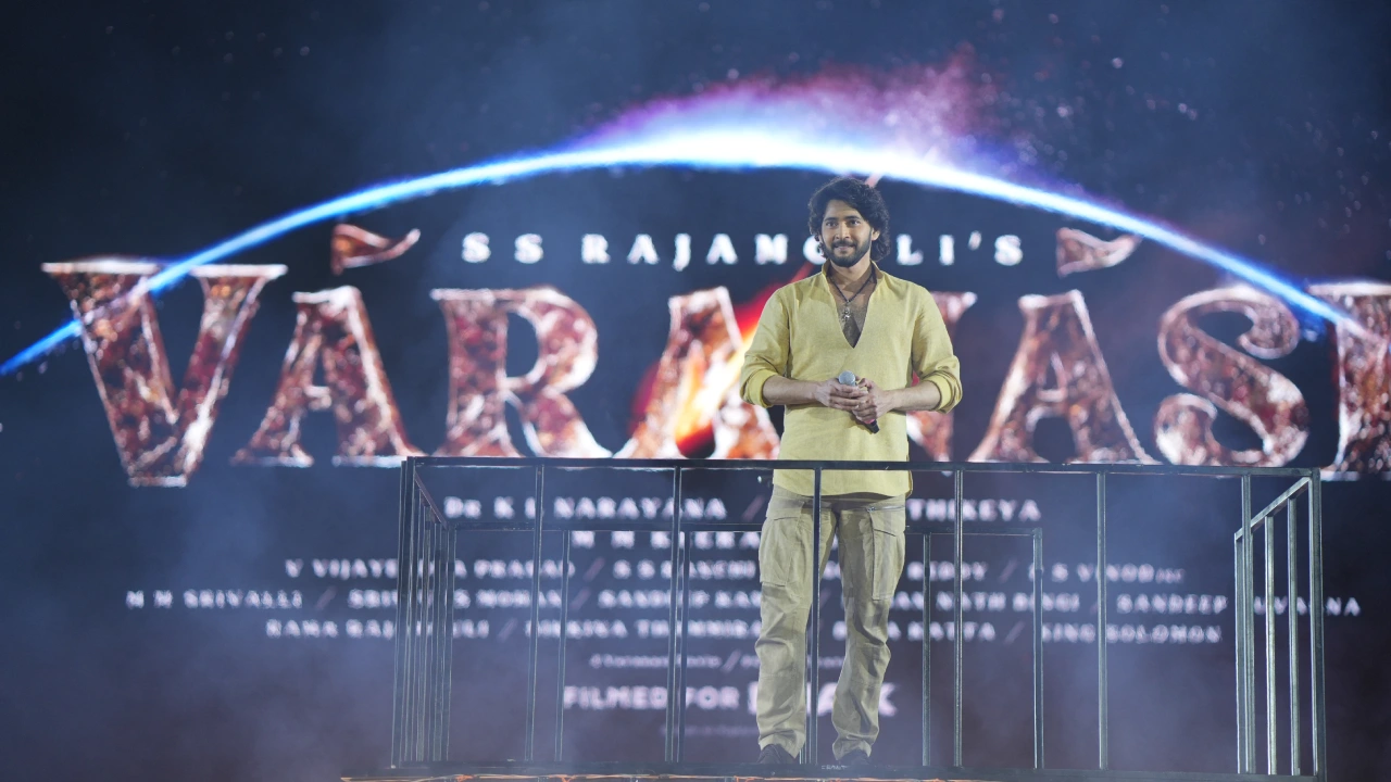 Mahesh Babu Rajamouli Priyanka Chopra Varanasi Movie Title Launch Event Photos