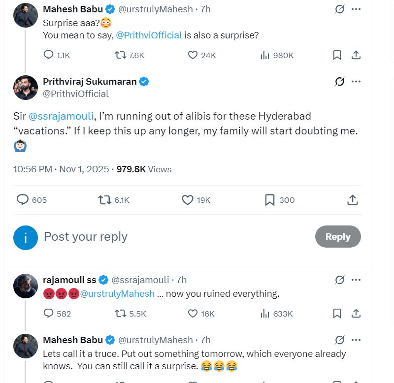 SSMB29 Mahesh Babu Rajamouli Priyanka Chopra Prithviraj Sukumaran Tweet War in Twitter