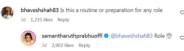 Samantha Reply to Netizen Who Reacts on her Fitness Post