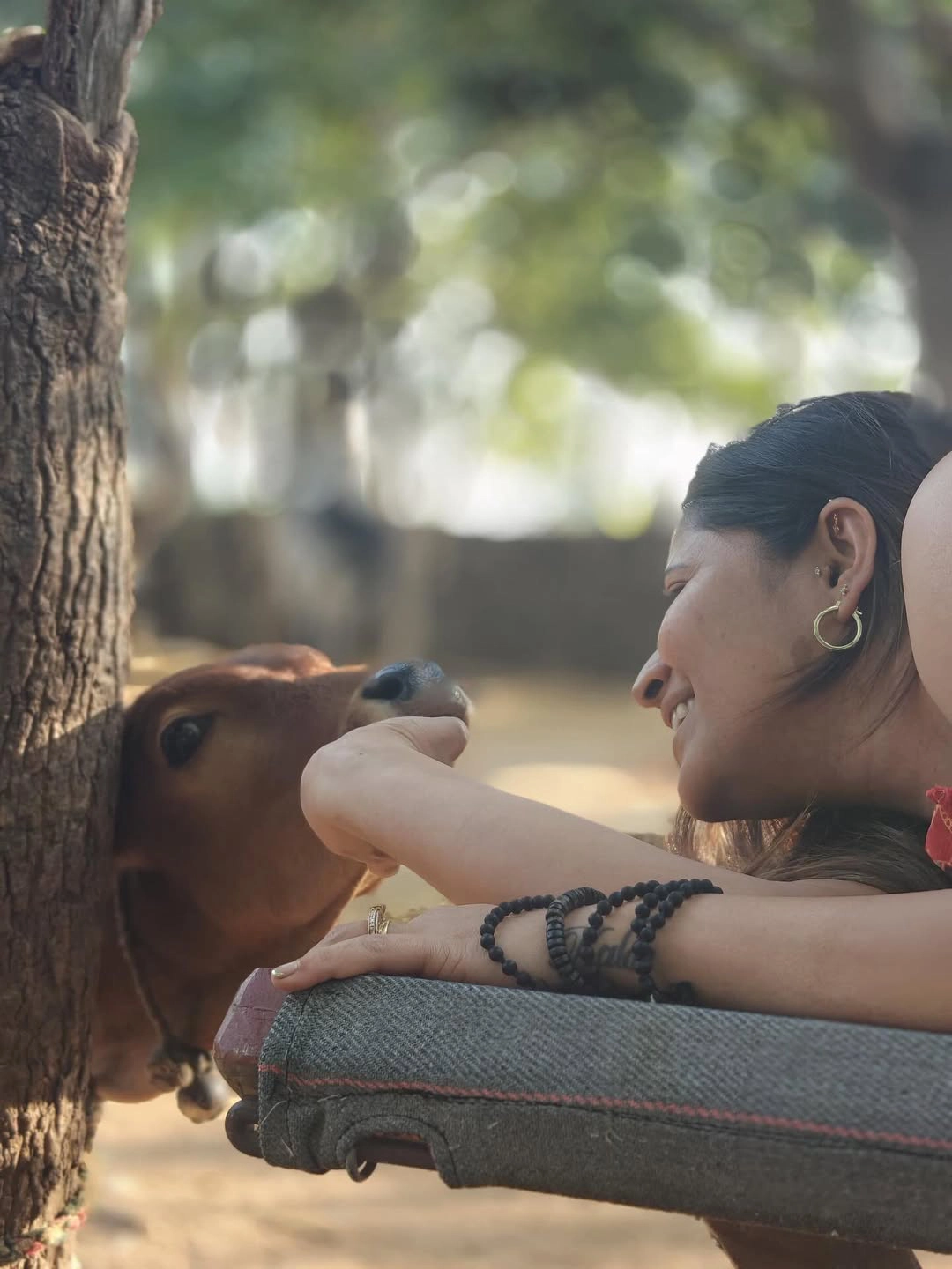 Anasuya Bharadwaj Enjoying Nature in Farm