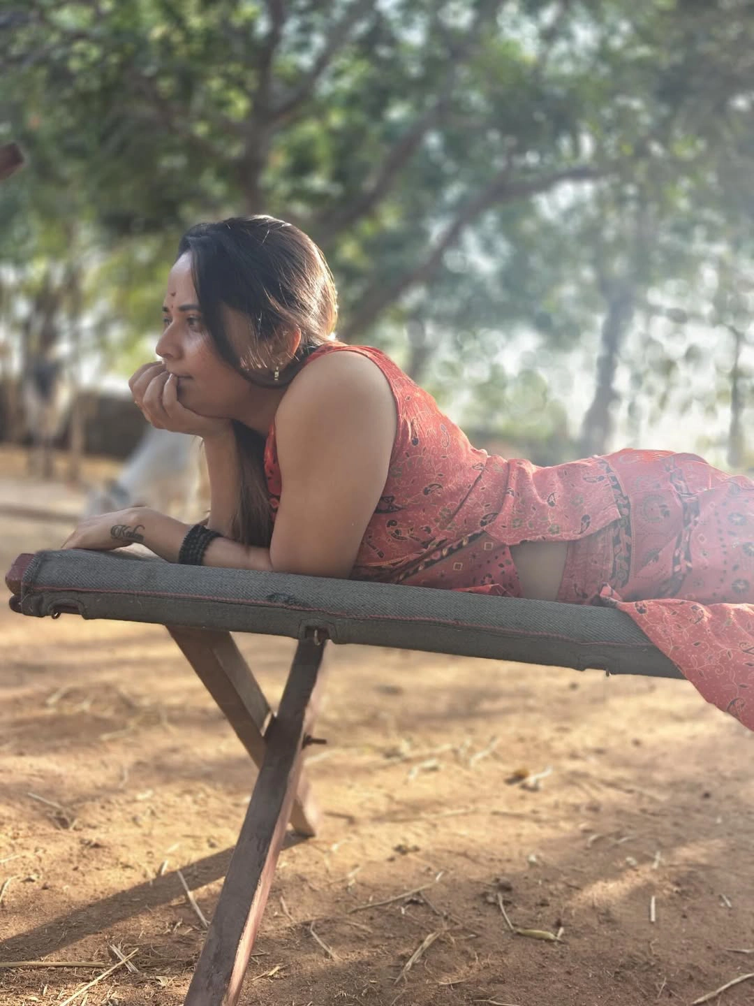 Anasuya Bharadwaj Enjoying Nature in Farm