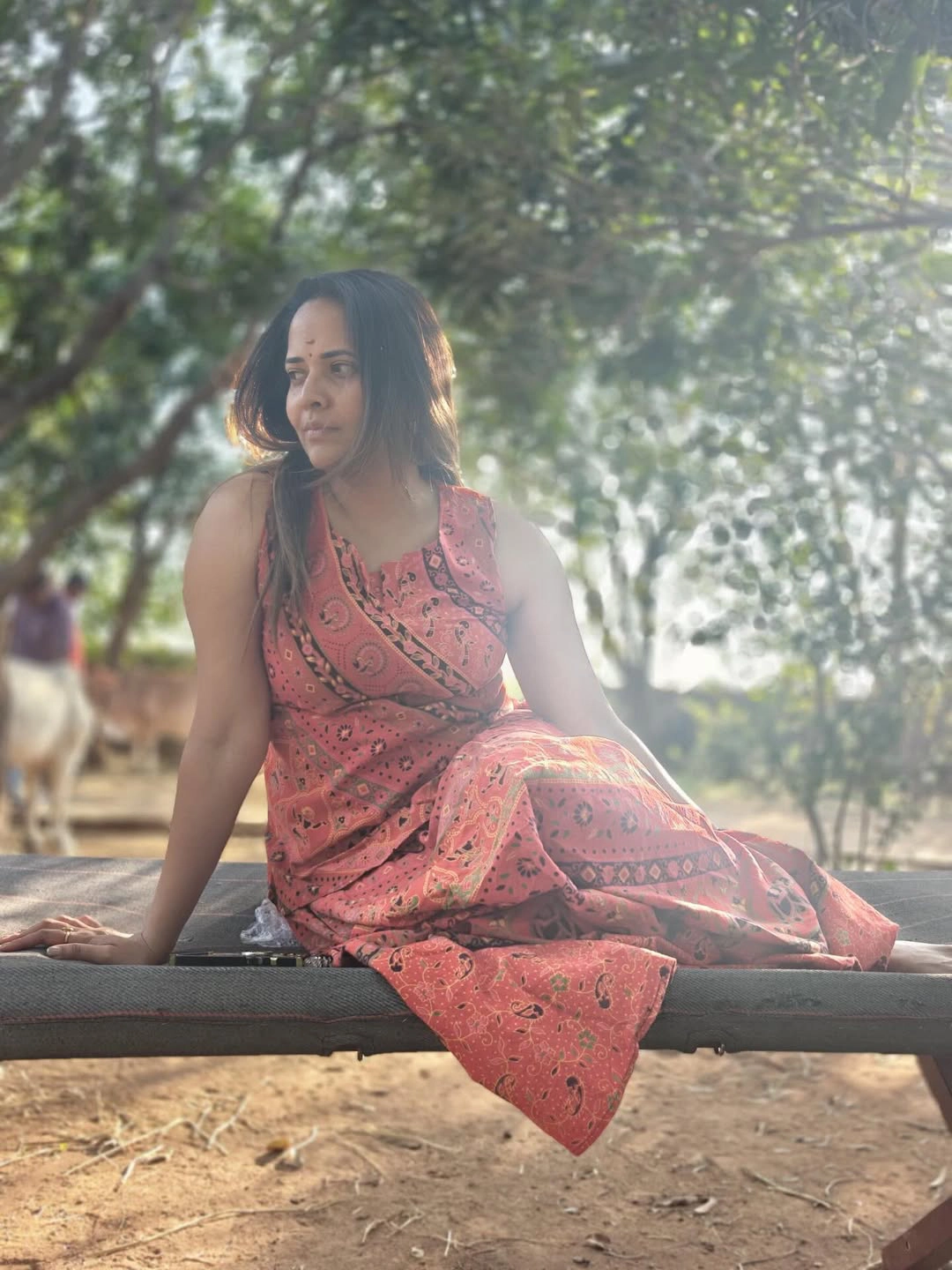 Anasuya Bharadwaj Enjoying Nature in Farm