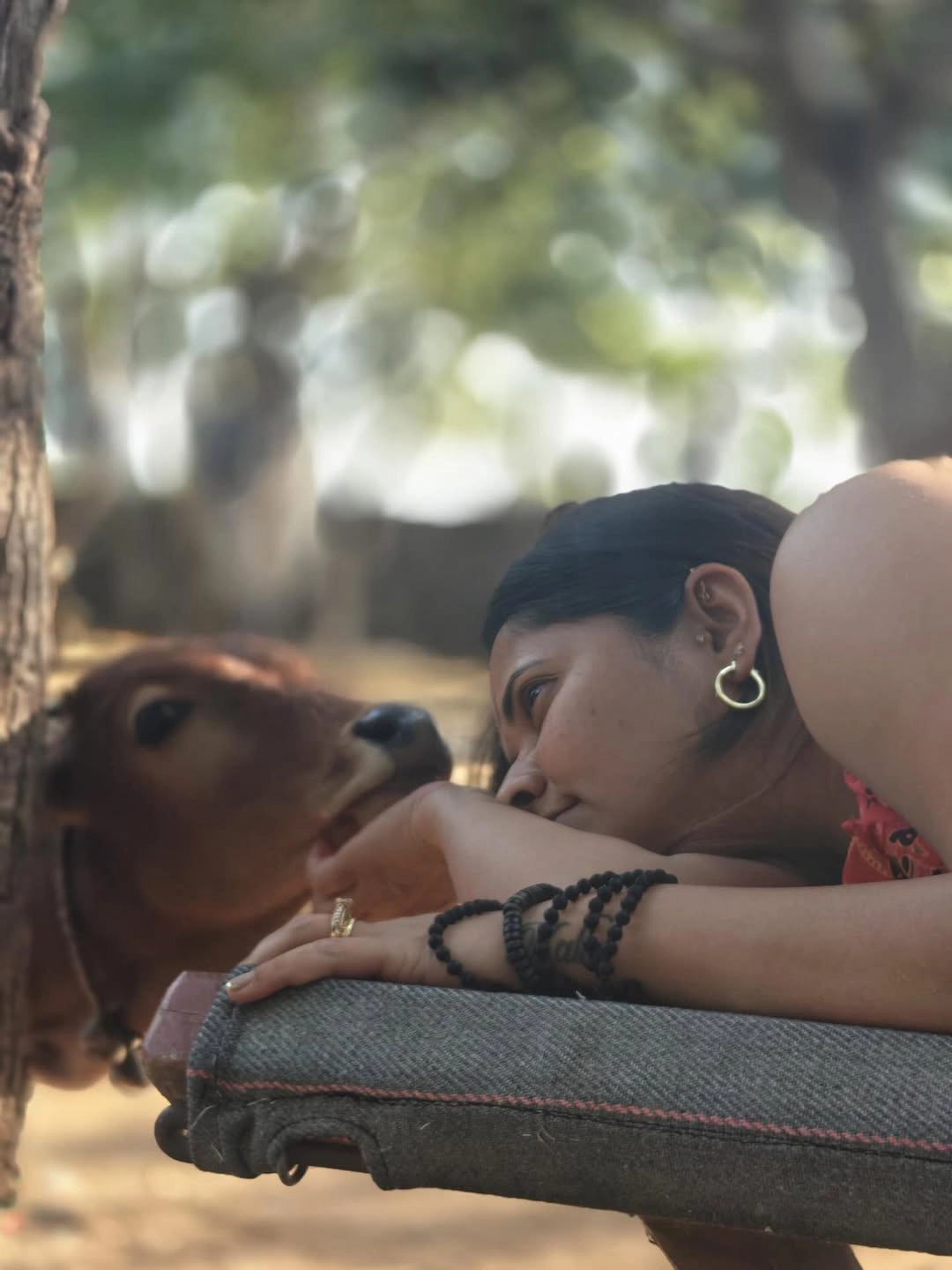 Anasuya Bharadwaj Enjoying Nature in Farm