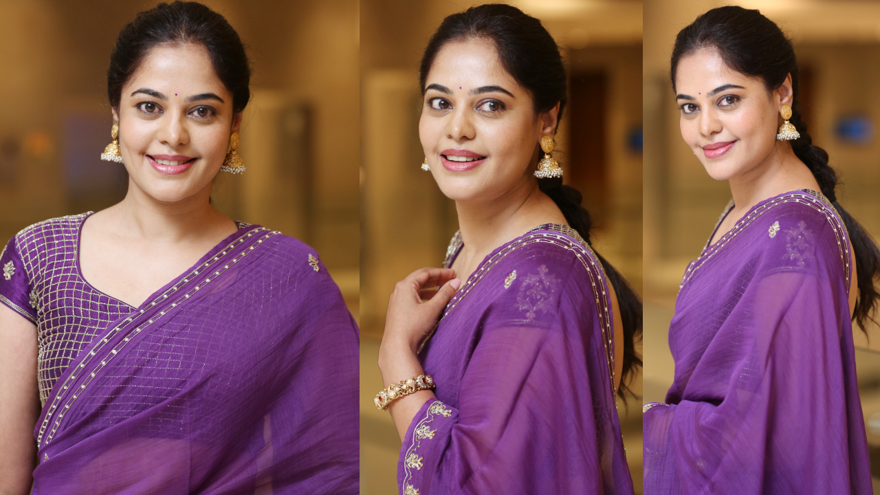 Bindu Madhavi: పర్పుల్ కలర్ శారీలో బిందు మాధవి అందాలు.. క్యూట్ ఫోటోలు