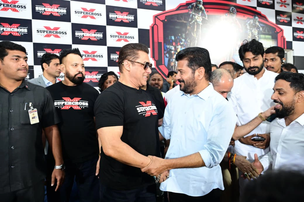 CM Revanth Reddy and Salman Khan joined at the launch of Indian Super Cross Racing League Season 2 in Hyderabad