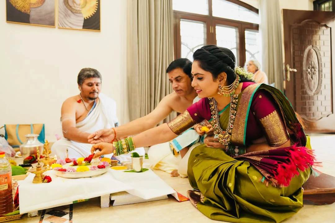Dil Raju Perform Special Pooja with his Wife Tejaswini Vygha and Son