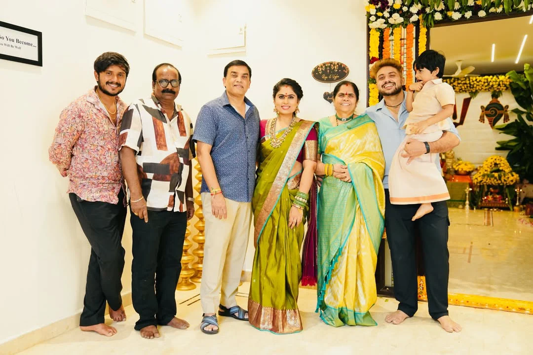 Dil Raju Perform Special Pooja with his Wife Tejaswini Vygha and Son