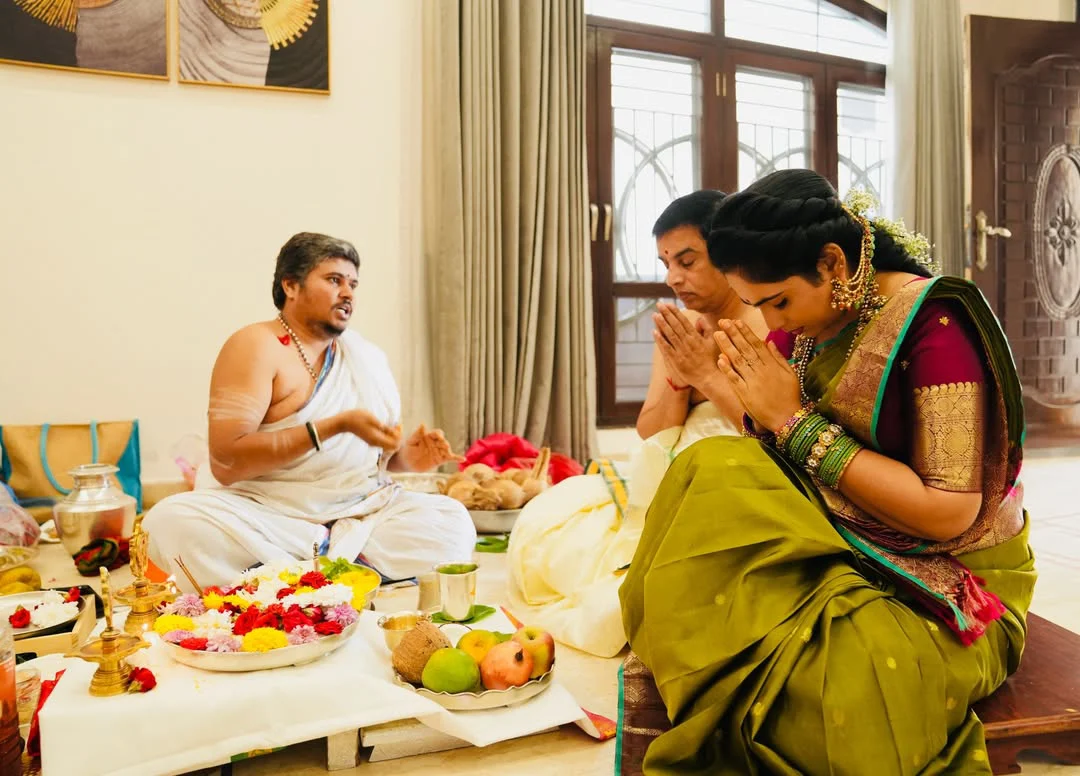 Dil Raju Perform Special Pooja with his Wife Tejaswini Vygha and Son