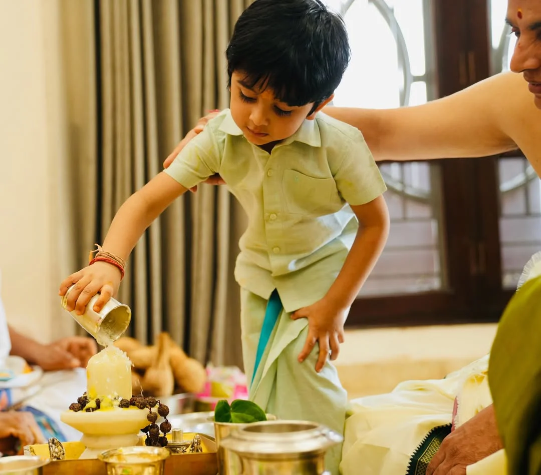 Dil Raju Perform Special Pooja with his Wife Tejaswini Vygha and Son