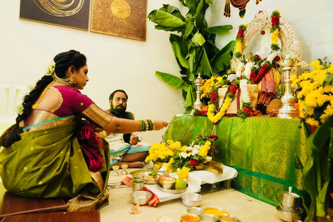 Dil Raju Perform Special Pooja with his Wife Tejaswini Vygha and Son