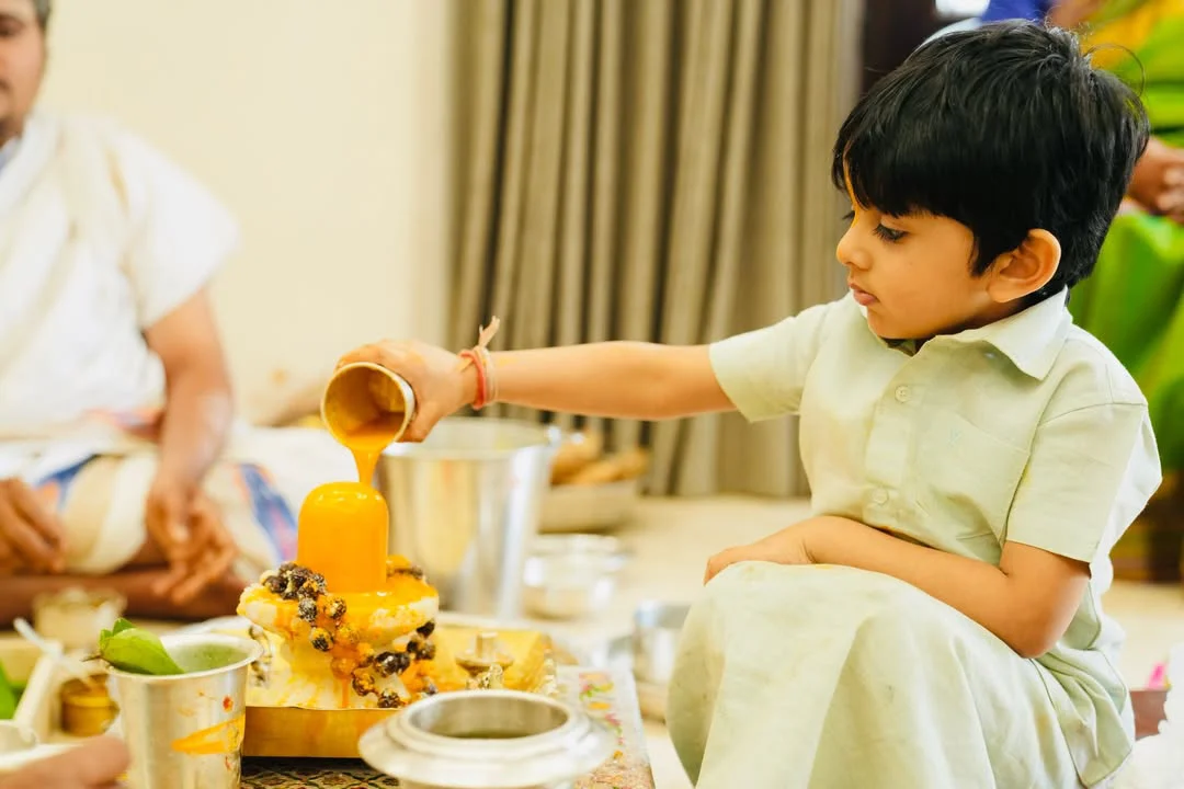 Dil Raju Perform Special Pooja with his Wife Tejaswini Vygha and Son