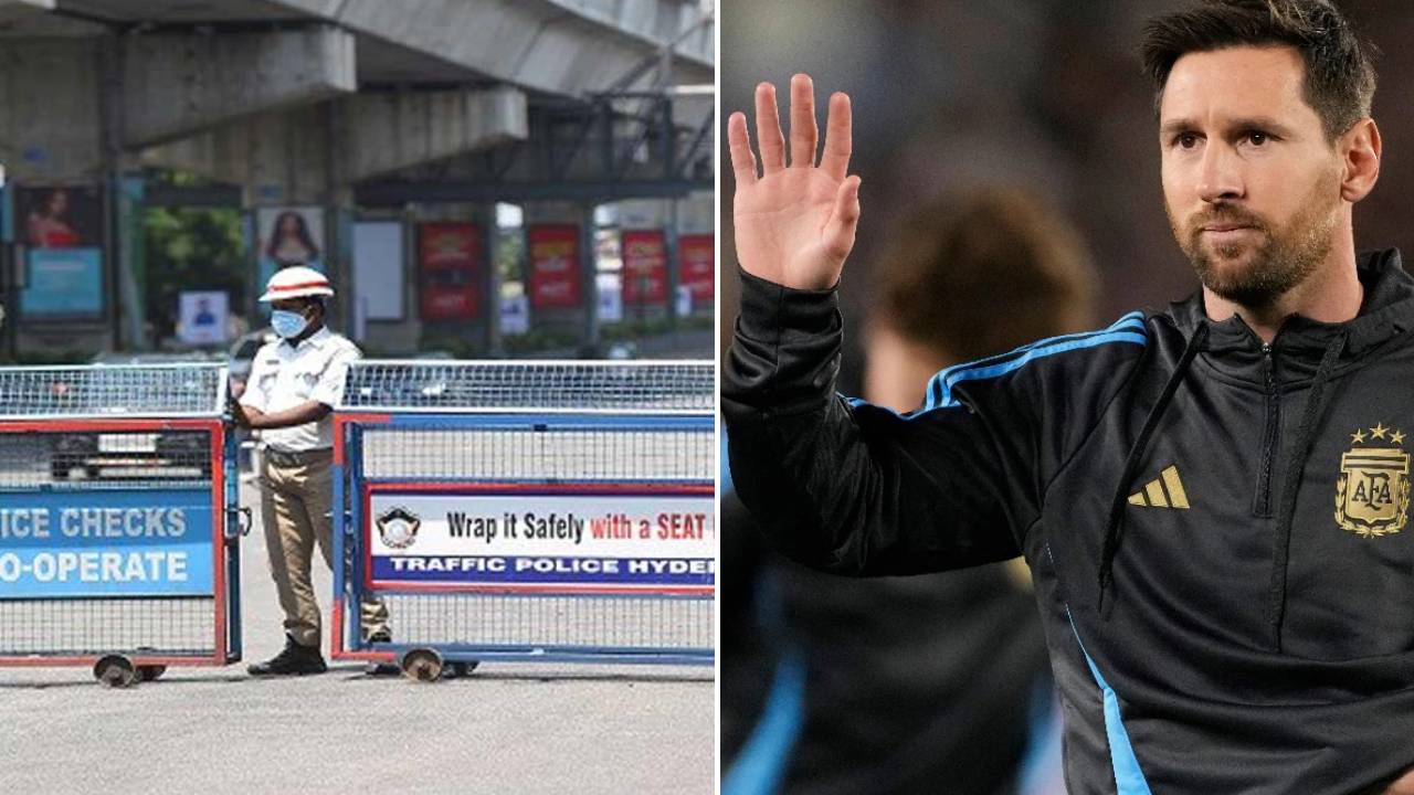 Lionel Messi hyderabad Tour : హైదరాబాద్‌కు మెస్సి.. వాహనదారులు ఈ రూట్‌లో అస్సులు వెళ్లొద్దు.. అర్ధరాత్రి వరకు ట్రాఫిక్ ఆంక్షలు ఇలా..