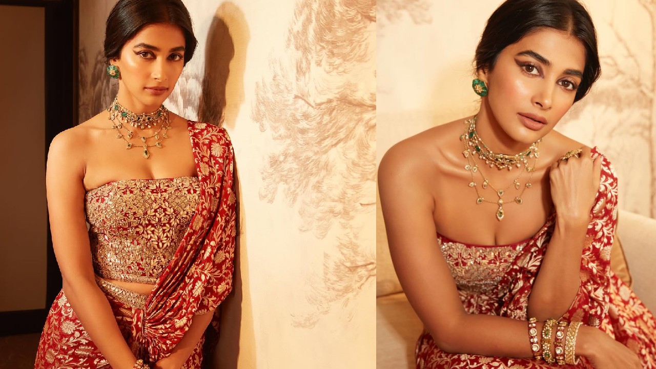 Pooja Hegde : కొత్తరకం చీరకట్టులో పూజాహెగ్డే.. జన నాయగన్ ప్రీ రిలీజ్ ఈవెంట్ కోసం పూజ మెరుపులు..