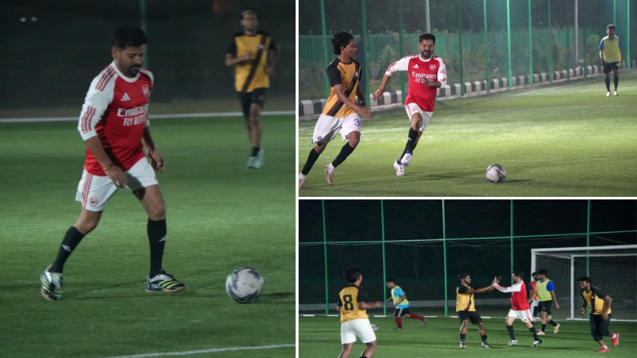 CM Revanth Reddy : మెస్సీతో ఫుట్‌బాల్ మ్యాచ్ కోసం ప్రాక్టీస్ చేస్తున్న‌ తెలంగాణ‌ సీఎం రేవంత్‌రెడ్డి.. ఫోటోలు..