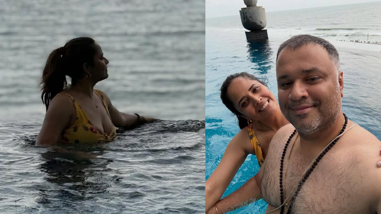 Anasuya Bharadwaj : న్యూ ఇయర్ స్పెషల్.. స్విమ్మింగ్ పూల్ లో భర్తతో కలిసి అనసూయ రచ్చ.. ఫొటోలు వైరల్..
