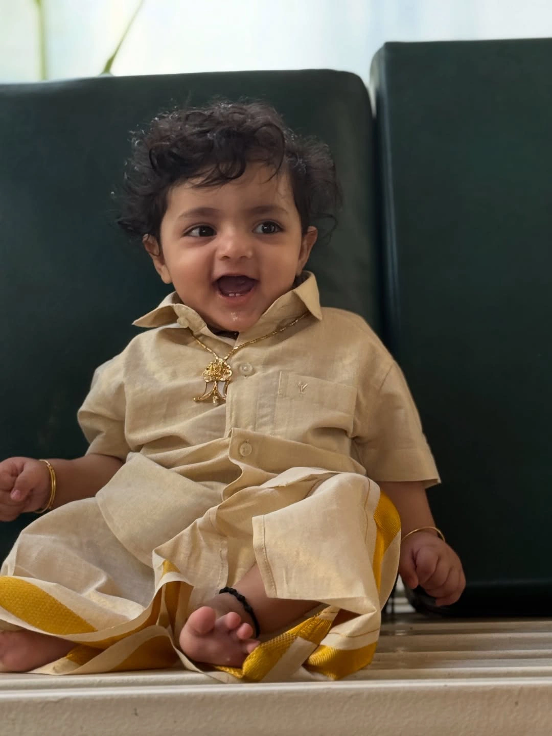 Kiran Abbavaram Shares Traditional Photos with his Wife Rahasya and Son Hanu on New Year