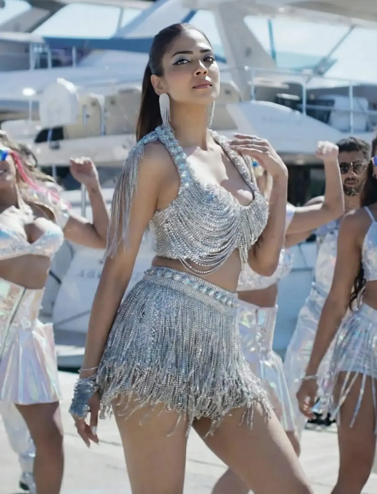 Malavika mohanan hot photos from the Raja Saab Nache Nache song. (1)