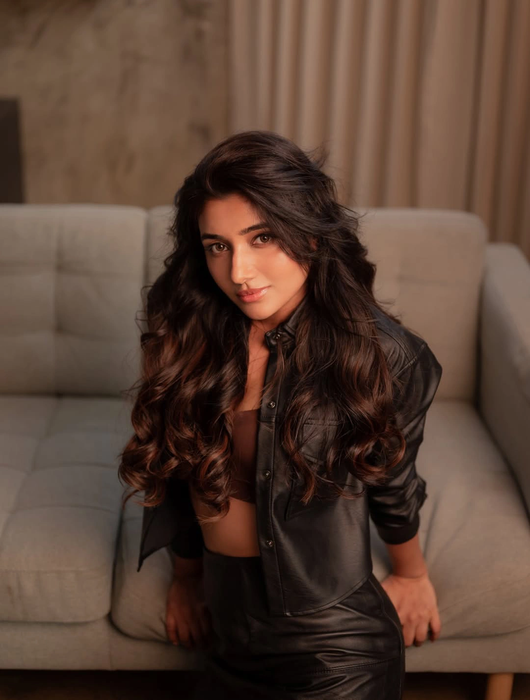 Mirnaa Menon Sizzling Poses in Short Dress