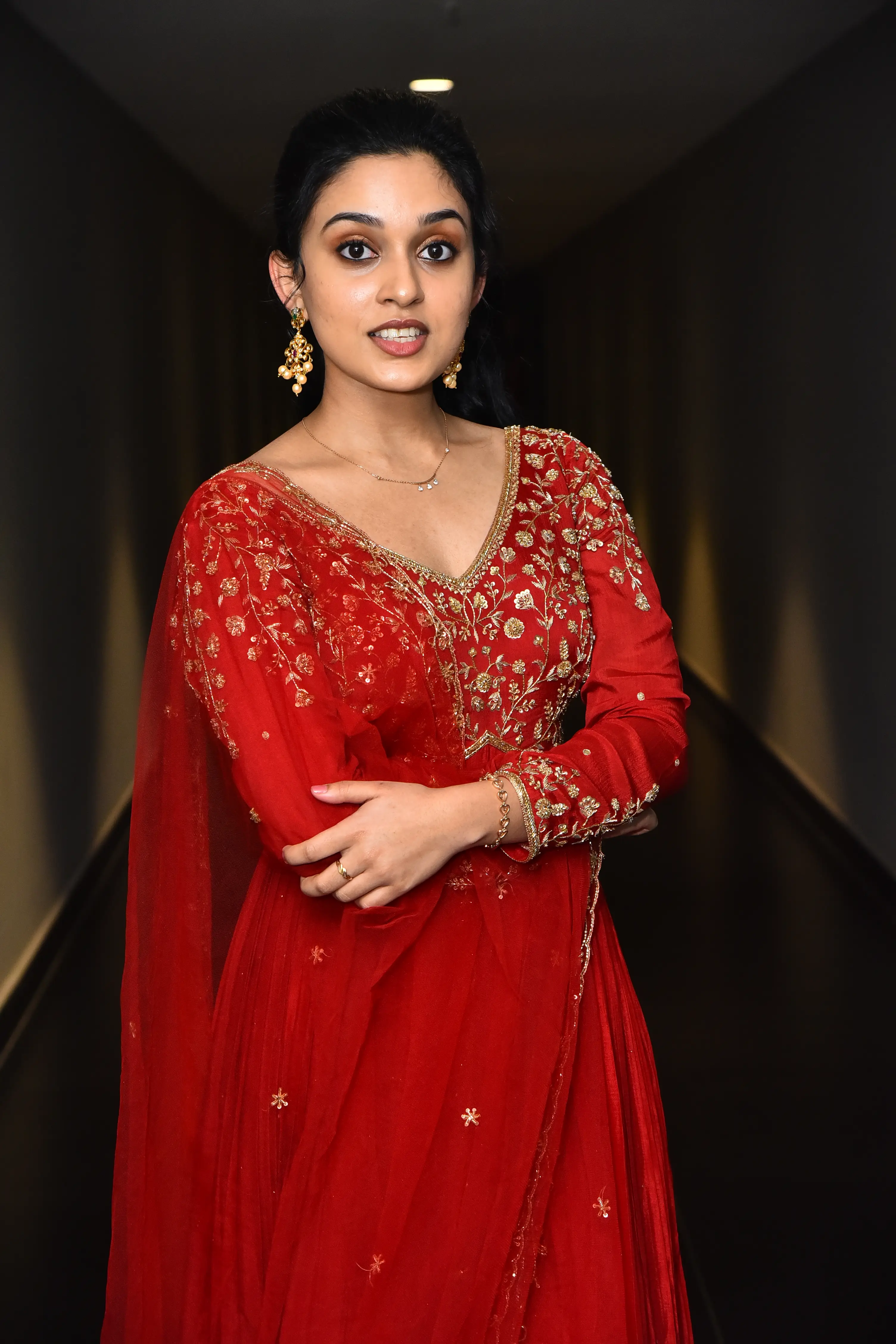 Nidhi Pradeep at Godavari gattupaina movie teaser launch event. (1)