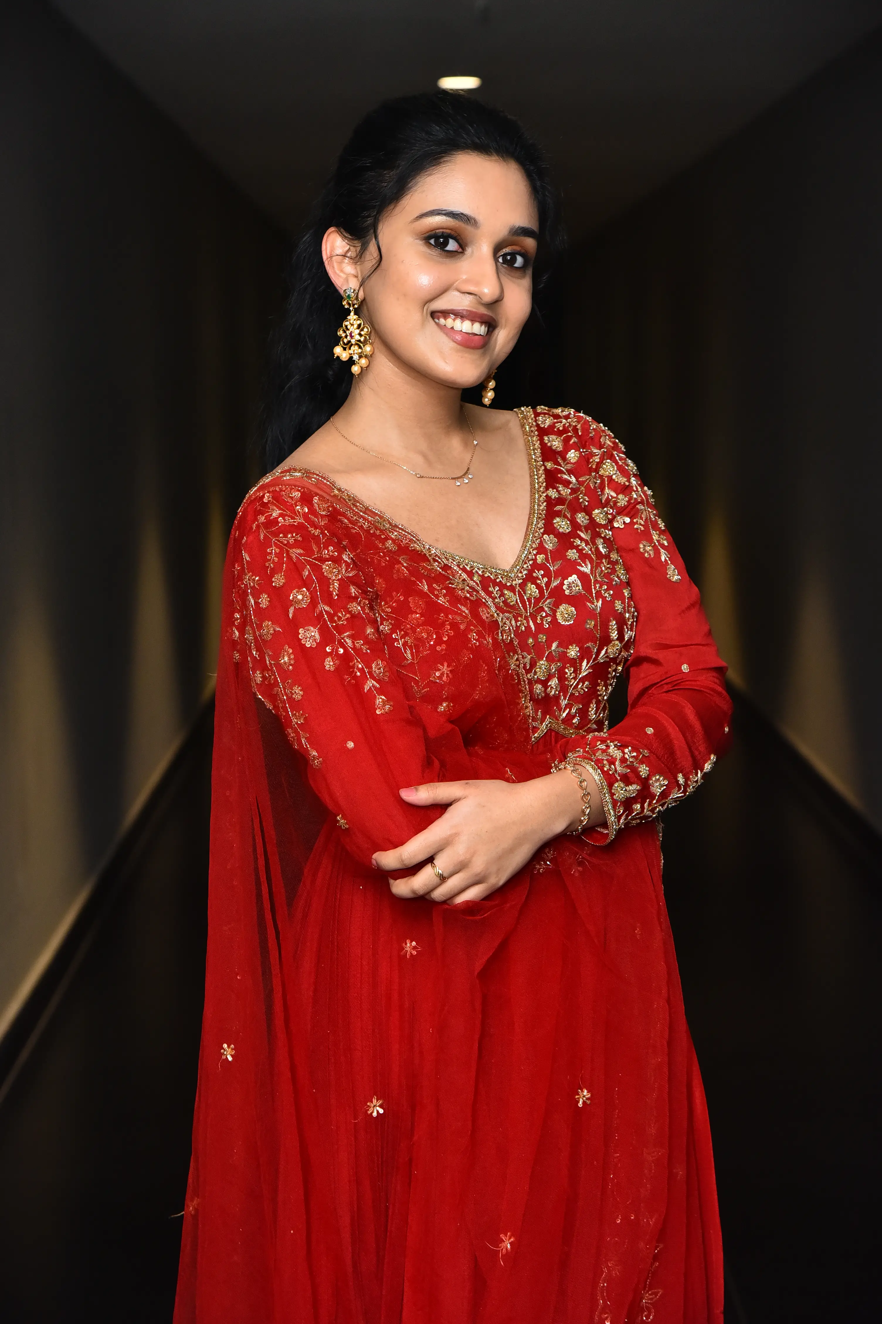 Nidhi Pradeep at Godavari gattupaina movie teaser launch event. (1)