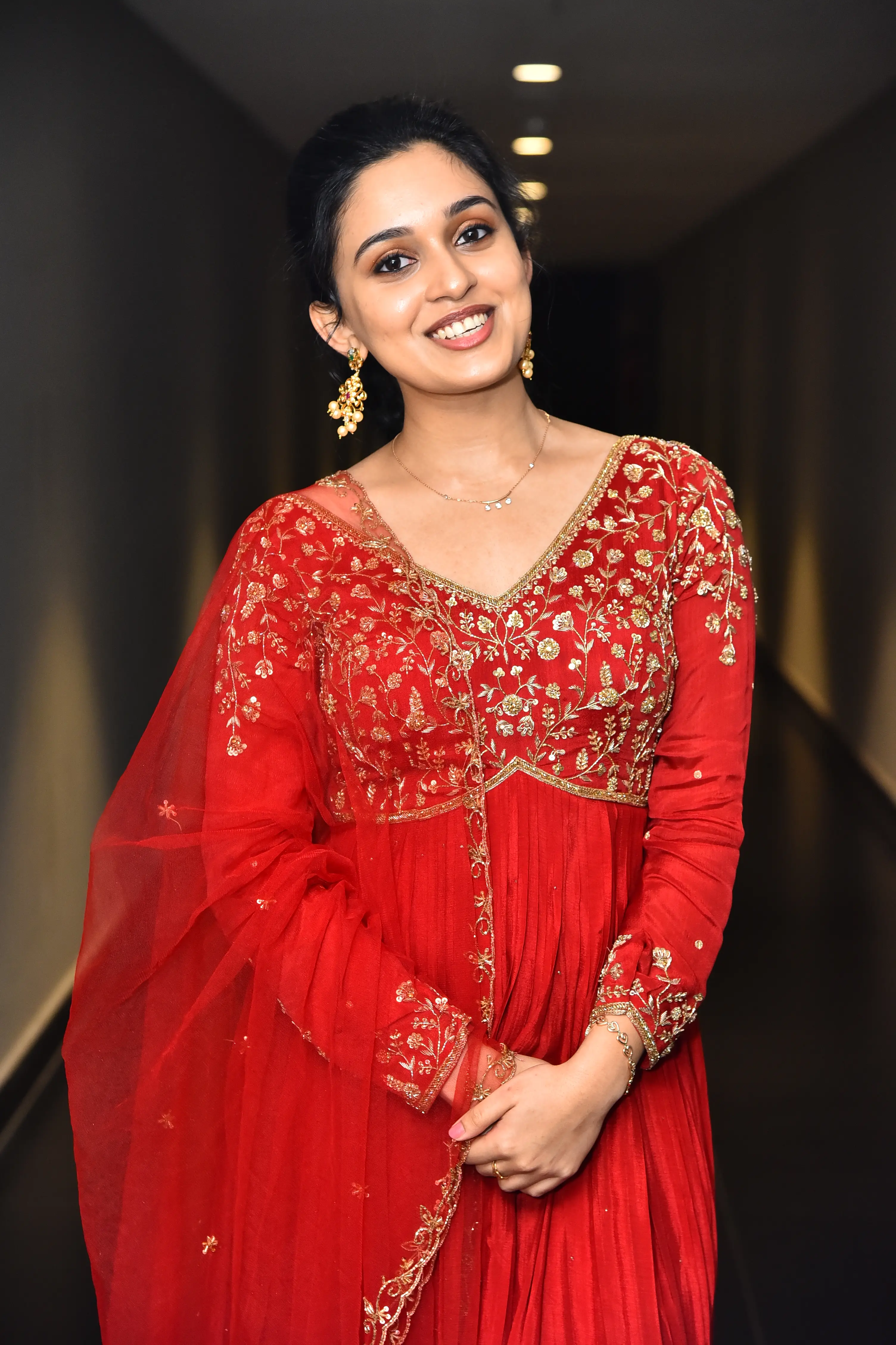 Nidhi Pradeep at Godavari gattupaina movie teaser launch event. (1)