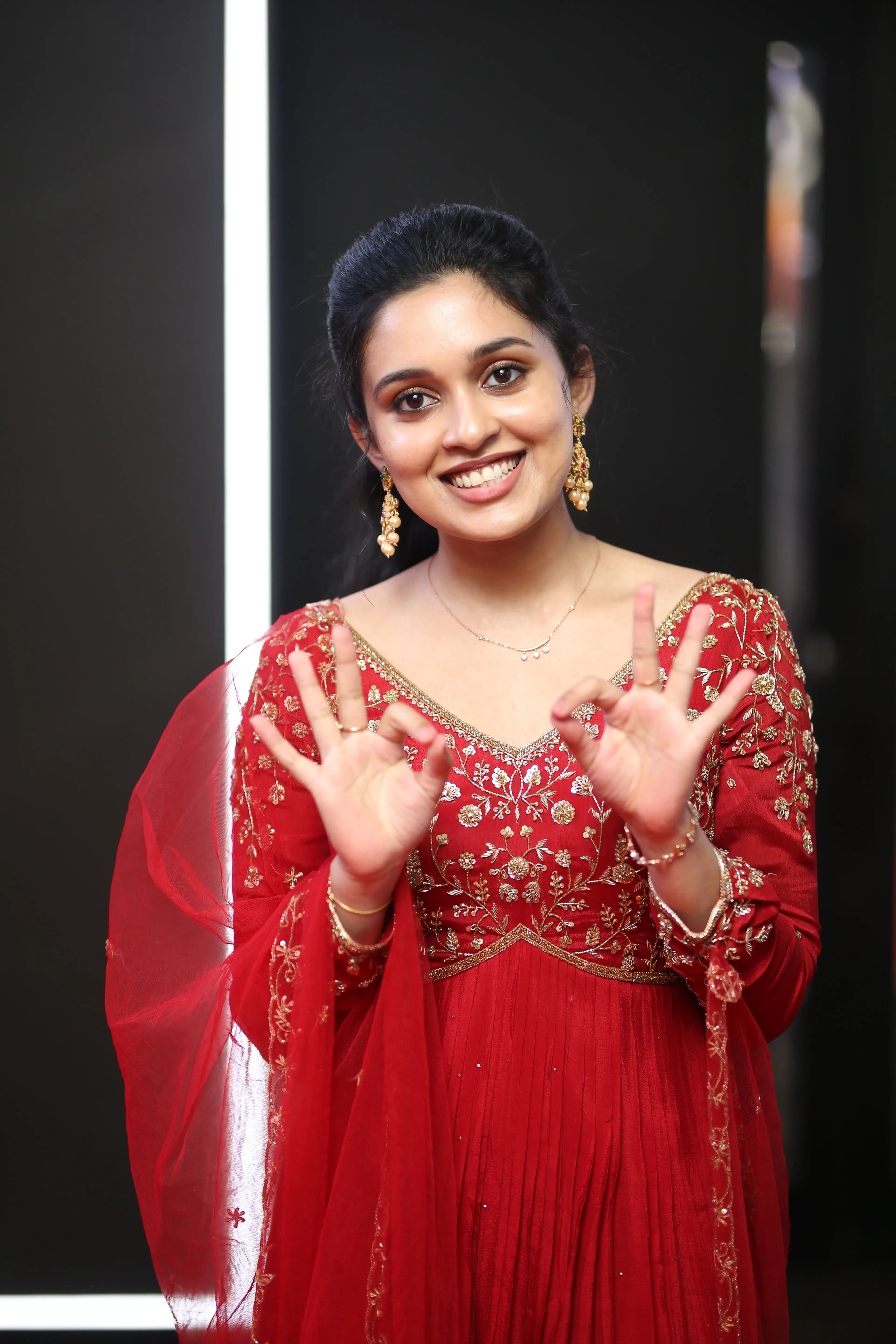 Nidhi Pradeep at Godavari gattupaina movie teaser launch event. (1)