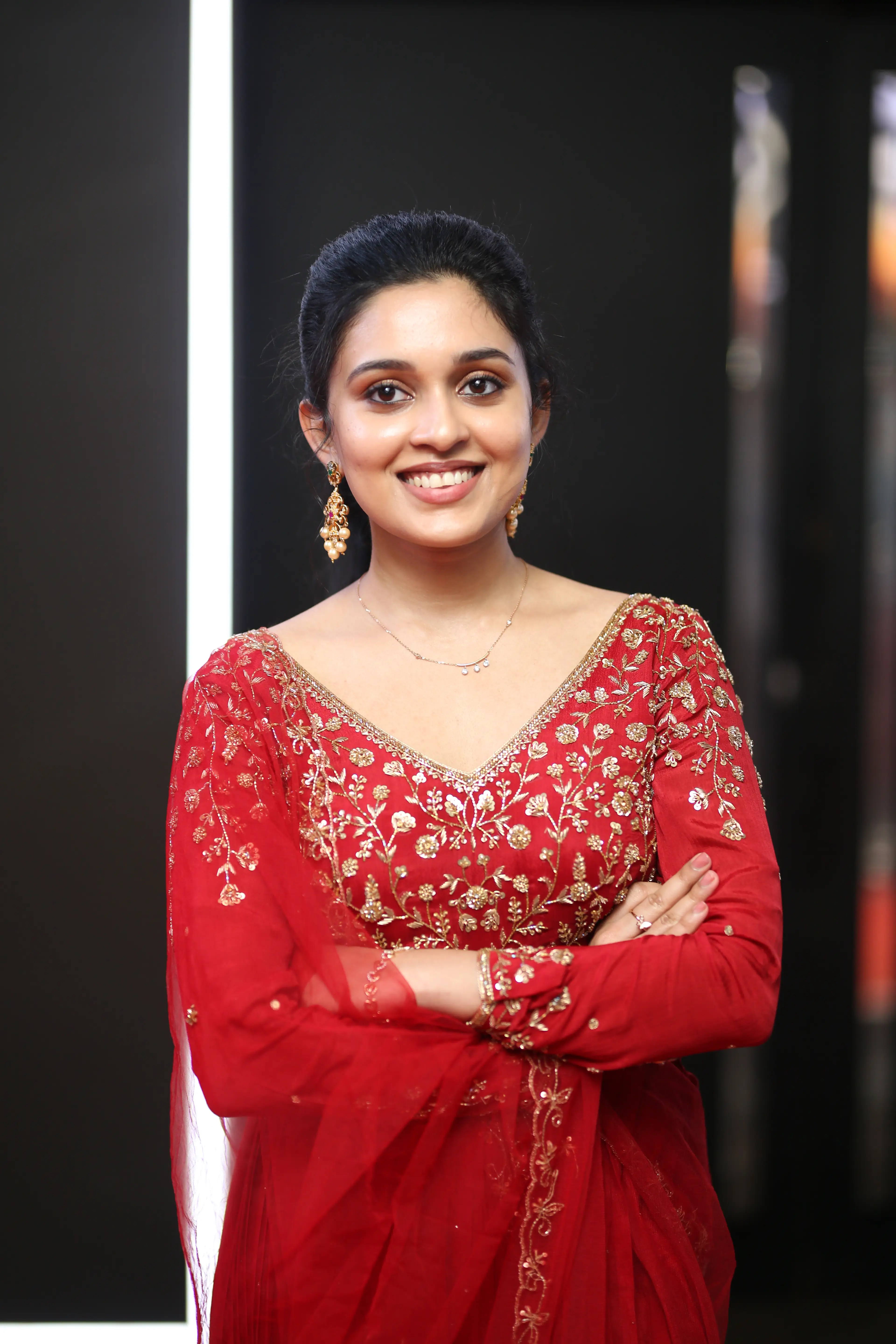 Nidhi Pradeep at Godavari gattupaina movie teaser launch event. (1)