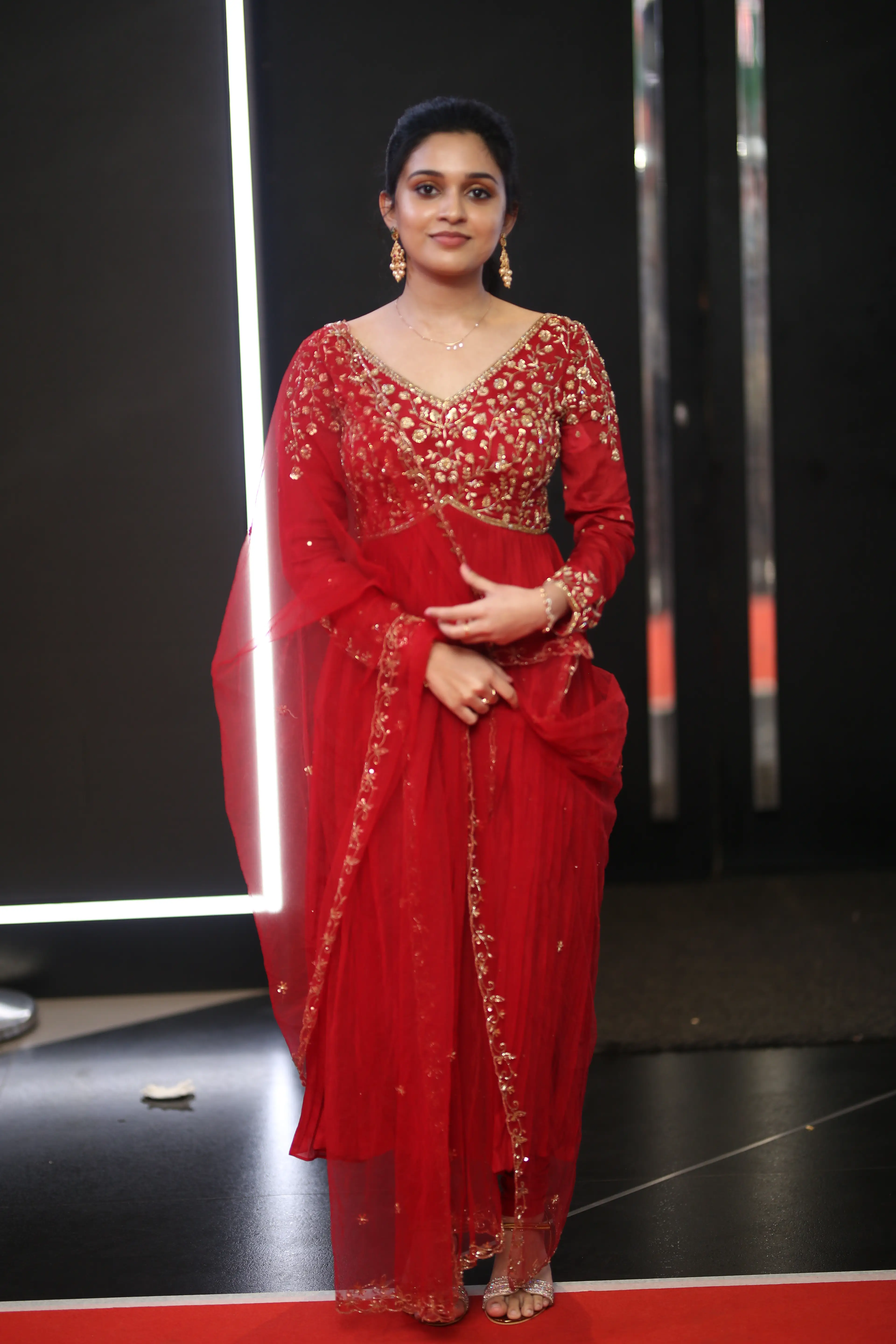 Nidhi Pradeep at Godavari gattupaina movie teaser launch event. (1)